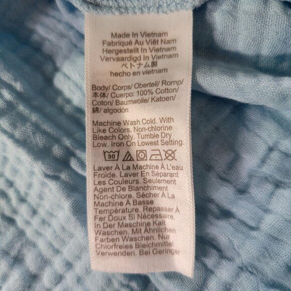 J.Crew Women Light Blue Cotton Gauze Ruffled Neck Long Sleeve Blouse Size M - Picture 3 of 8